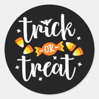Sticker Rond Trick or Treat Halloween Text Design Bonbons