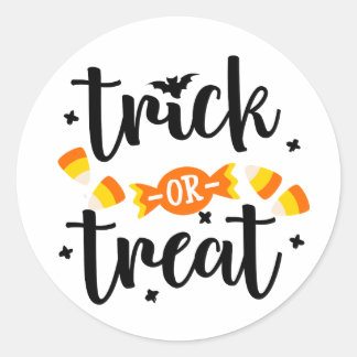 Sticker Rond Trick or Treat Halloween Typographie Design Bonbon