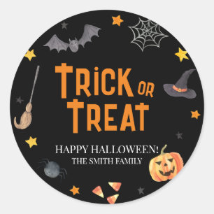 Sticker Rond Trick or Treat, Happy Halloween