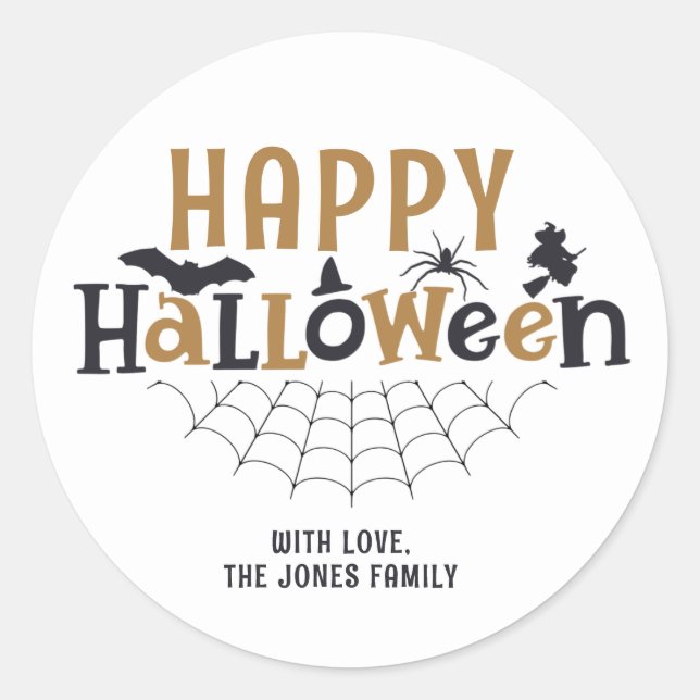 Sticker Rond Trick or Treat, Les enfants heureux Halloween Fête (Devant)