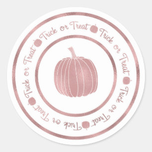 Sticker Rond Trick or Treat & Pumpkin Rose Gold Glam Halloween