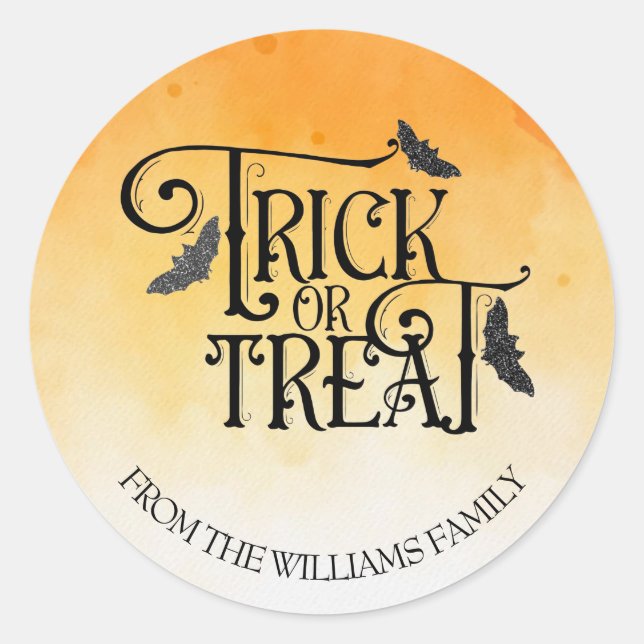 Sticker Rond Trick or Treat Sparkly Halloween (Devant)