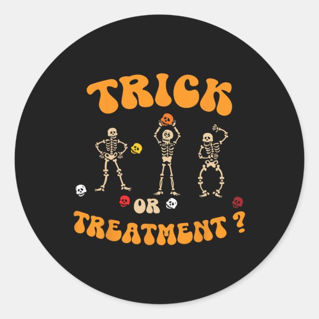 Sticker Rond Trick Ou Traitement Physique Thérapie Squelette Pt (Devant)