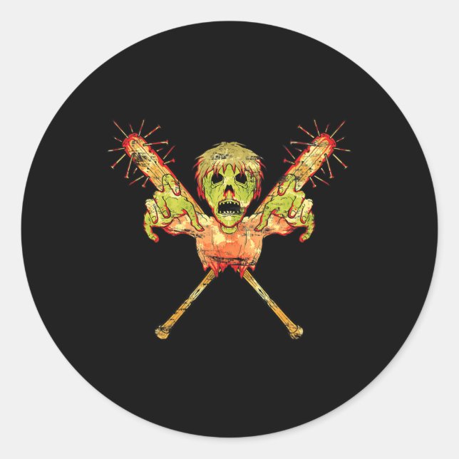 Sticker Rond Trick Ou Traiter Cadeau Zombie Scandale Halloween (Devant)