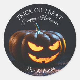 Sticker Rond Trick ou traiter Halloween Citrouille