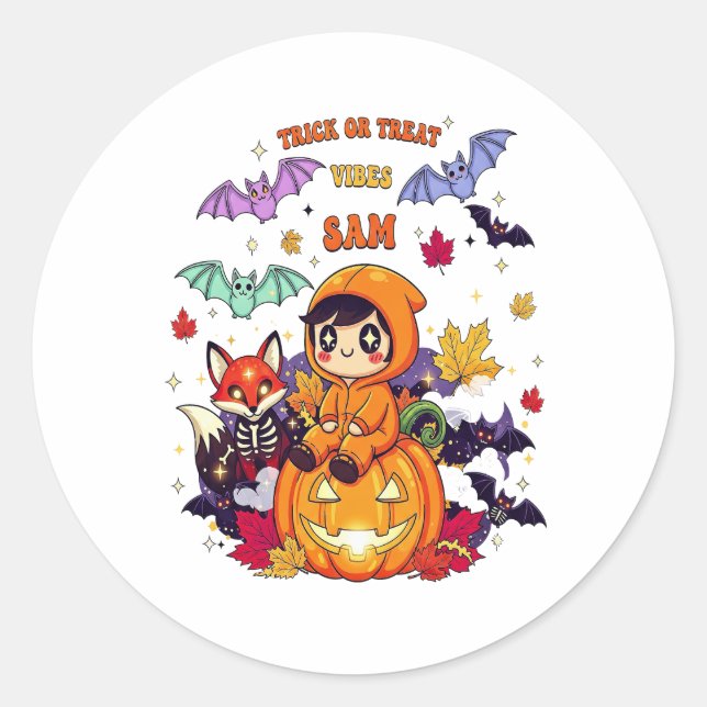 Sticker Rond Trick ou Treat Cute Halloween (Devant)