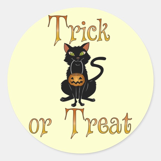Sticker Rond Trick ou Treat Kitty (Devant)