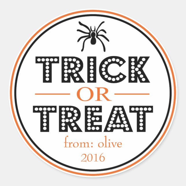 Sticker Rond Trick Ou Treat Spider (Noir / Orange) (Devant)