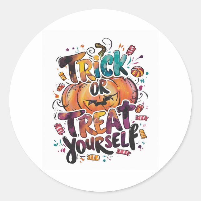 Sticker Rond Trick ou Treat You (Devant)