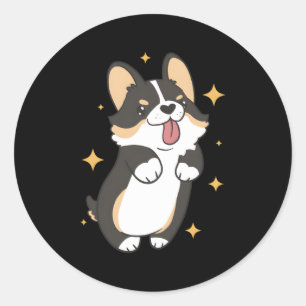 Sticker Rond Tricolore foncé Corgi