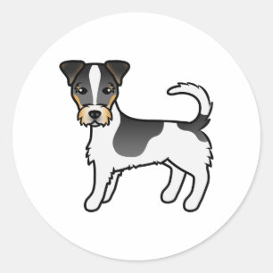 Sticker Rond Tricolore Rough Coat Jack Russell Terrier