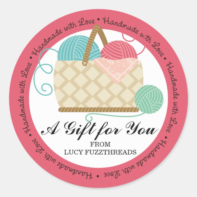 Sticker Rond Tricot crochet fils panier artisanat hobbies (Devant)
