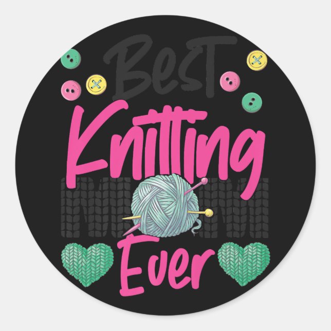 Sticker Rond Tricot Crochet Knit Happer Knitter (Devant)