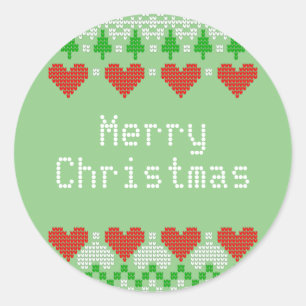 Sticker Rond Tricot de Noël Motifs Cute X-Mas Knit Conception