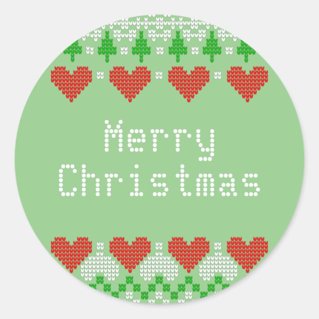 Sticker Rond Tricot de Noël Motifs mignons X-Mas Knit Design (Devant)