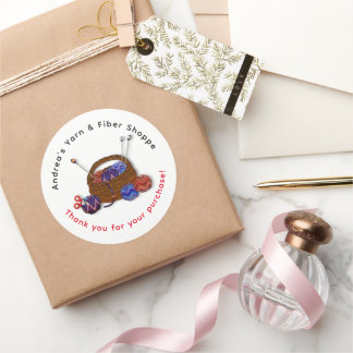 Sticker Rond Tricot Panier Fil Boutique Merci client