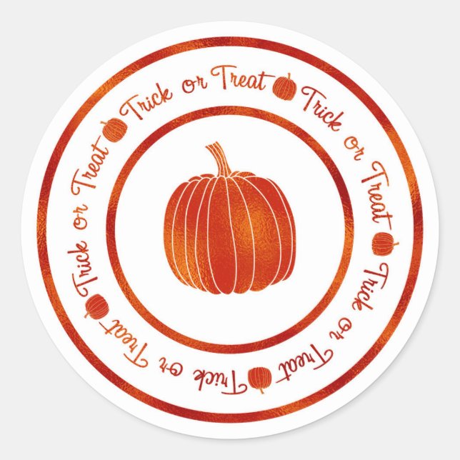 Sticker Rond Tricoter ou traiter & Citrouille Orange Glam Hallo (Devant)