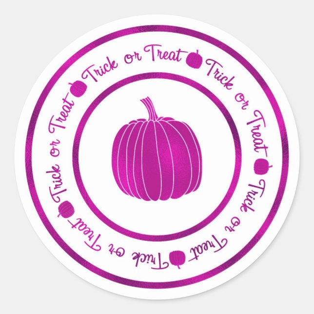 Sticker Rond Tricoter ou traiter et Citrouille Glam violet Hall (Devant)
