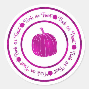 Sticker Rond Tricoter ou traiter et Citrouille Glam violet Hall