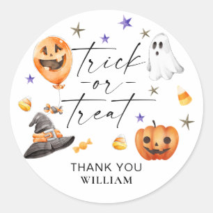 Sticker Rond Tricoter ou traiter Halloween fête d'anniversaire
