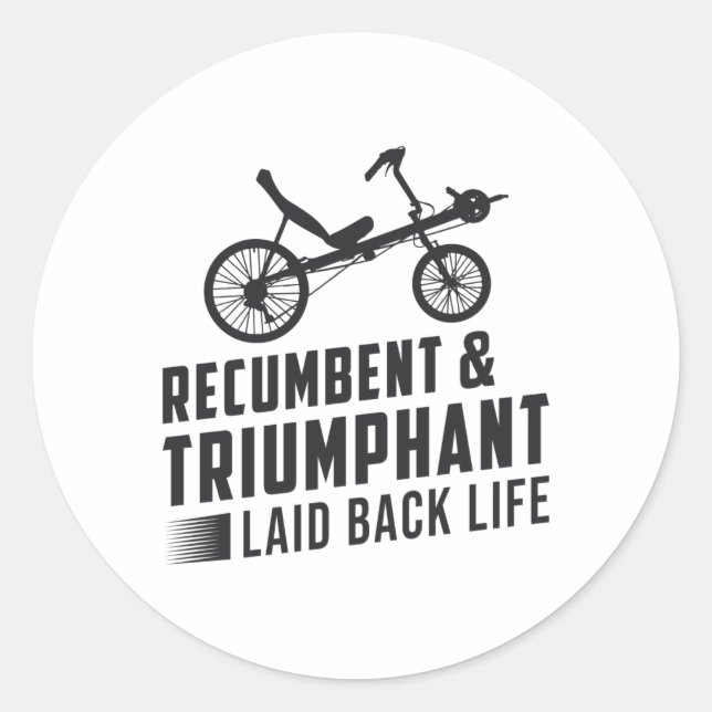 Sticker Rond Tricycle Recumbent & Triumphant Vintage Retro (Devant)