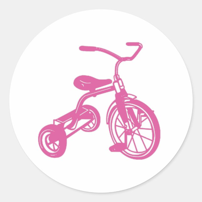 Sticker Rond Tricycle rose pour enfants (Devant)
