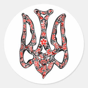 Sticker Rond Trident de l'emblème national ukrainien tryzub sty