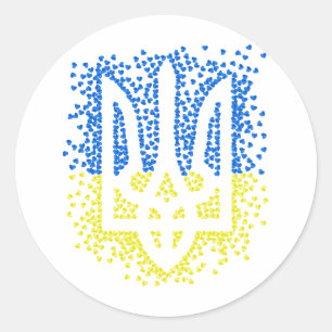 Sticker Rond Trident de l'emblème ukrainien tryzub dispersant l