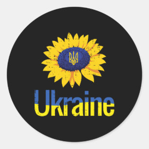 Sticker Rond Trident de tournesol ukrainien Tryzub Symbole ukra
