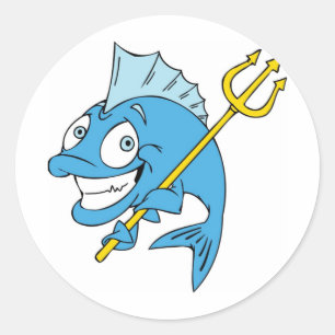 Sticker Rond Trident les poissons