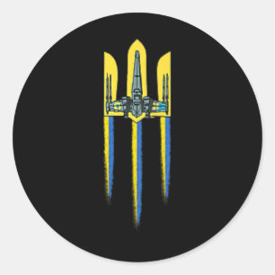 Sticker Rond Trident Tryzub Symbole Ukraine Armoiries Logo Ukra