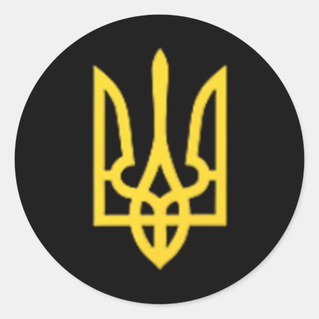 Sticker Rond Trident ukrainien - Symbole ukrainien Tryzub (Devant)