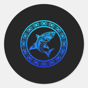 Sticker Rond Tril Shark Vintage Rétro Vacances de Jetée