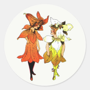 Sticker Rond Trillium et Tiger-Lily, Livre de fleurs géantes