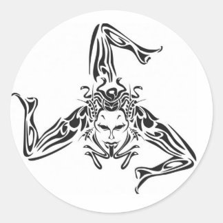 Sticker Rond Trinacria noir sur fond blanc