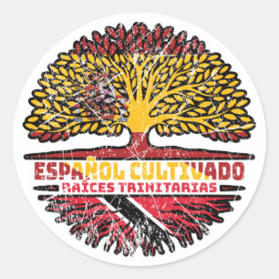 Sticker Rond Trinité-et-Tobago Espagne drapeau espagnol des rac