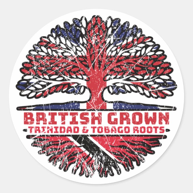 Sticker Rond Trinité-et-Tobago Royaume-Uni British Tree (Devant)