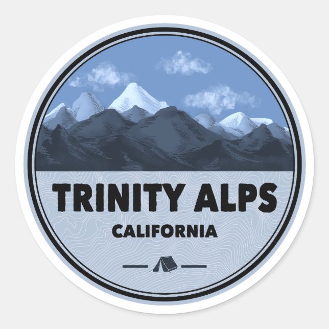 Sticker Rond Trinity Alps California Camping (Devant)