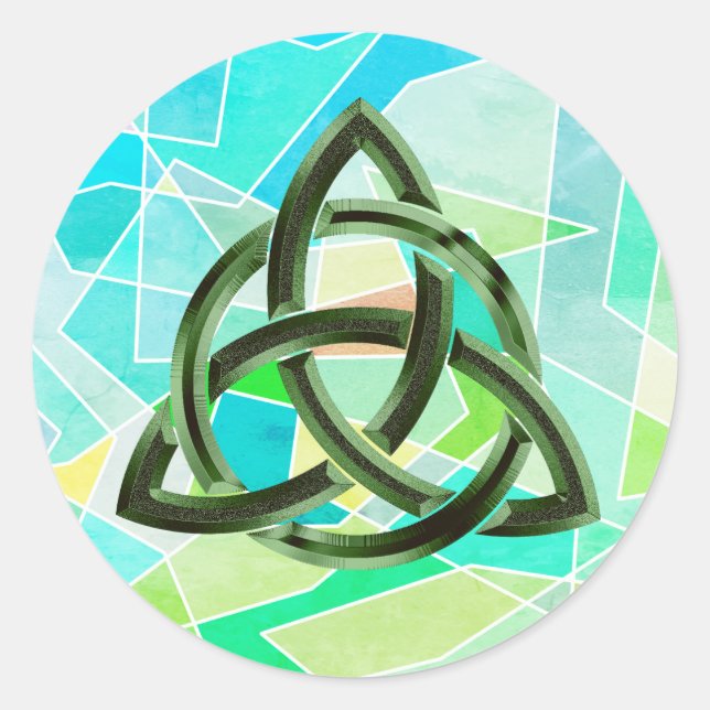 Sticker Rond Trinity Knot Celtic Géométrique Vert Parties scint (Devant)