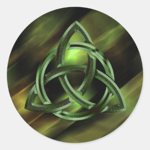 Sticker Rond Trinity Knot Celtic Green Metal Parties scintillan