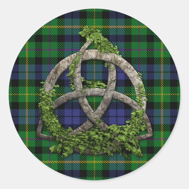 Sticker Rond Trinity Knot MacBride Et Tartan Celtique (Devant)