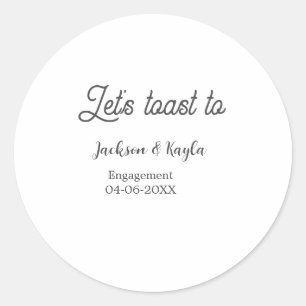 Sticker Rond Trinquons à la fête de fiançailles nom date élégan