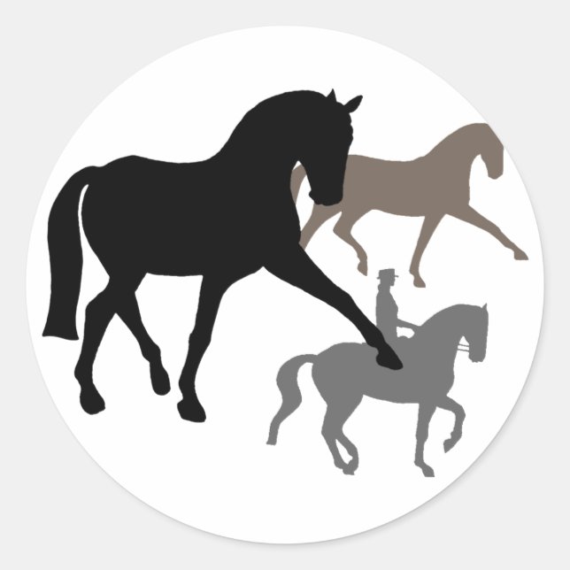 Sticker Rond Trio Chevaux Dressage (Devant)