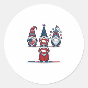 Sticker Rond Trio de gnomes patriotiques dessin vectoriel vinta
