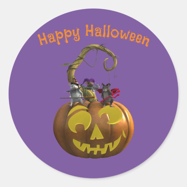 Sticker Rond Trio de la souris d'Halloween (Devant)