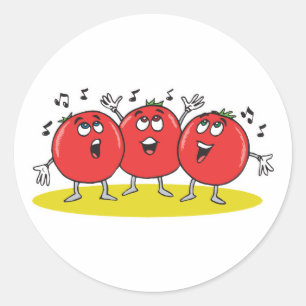 Sticker Rond trio de tomates chantant bêtement