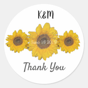 Sticker Rond Trio de tournesols - cadeau de mariage personnalis