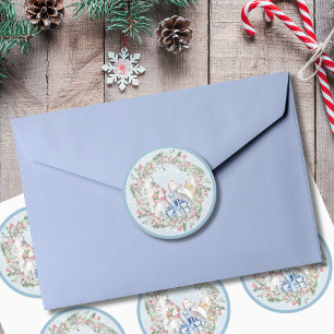 Sticker Rond Trio d'ours polaires couronne de Noël