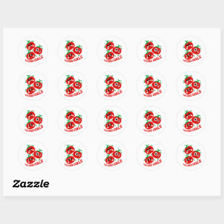 Sticker Rond Trio ludique dessiné à la main de visages de tomat