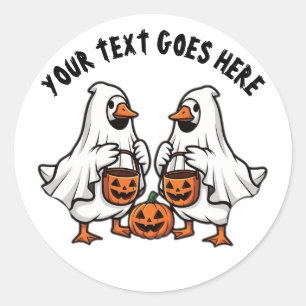 Sticker Rond Trio personnalisé d'oies fantômes pour Halloween